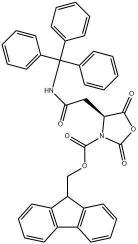 N-α-Fmoc-N-γ-trityl-L-asparagine N-carboxyanhydride 化学構造式