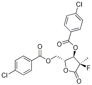 4-クロロ安息香酸((2R,3R,4R)-3-((4-クロロベンゾイル)オキシ)-4-フルオロ-4-メチル-5-オキソテトラヒドロフラン-2-イル)メチル 化学構造式