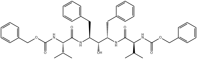 N,N'-[(2S,4S)-1,5-ジフェニル-3-ヒドロキシペンタン-2,4-ジイル]ビス[Nα-[(ベンジルオキシ)カルボニル]-L-バリンアミド] 化学構造式