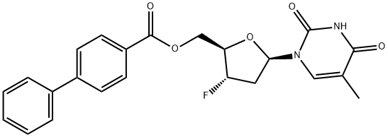 2'-DEOXY-3'-DEOXY-3'-FLUORO-5'-O-(4-PHENYLBENZOYL)-THYMIDINE Struktur