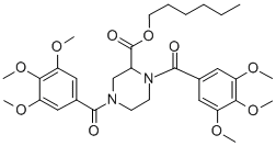 Hexyl 1,4-bis(3,4,5-trimethoxybenzoyl)-2-piperazinecarboxylate Structure