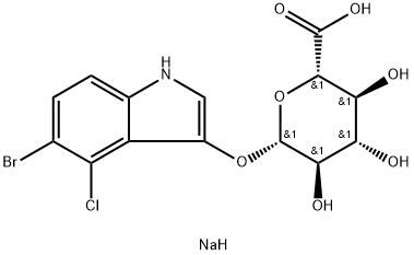 5-溴-4-氯-3-吲哚基β-D-葡萄糖苷酸钠盐 结构式