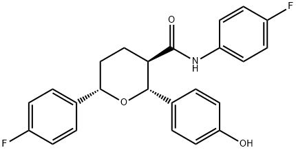 (2R,3R,6S)-N,6-Bis(4-fluorophenyl)tetrahydro-2-(4-hydroxyphenyl)-2H-pyran-3-carboxaMide Structure