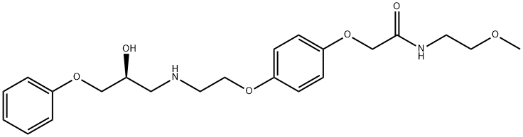 2-[4-[2-[[(S)-2-ヒドロキシ-3-フェノキシプロピル]アミノ]エトキシ]フェノキシ]-N-(2-メトキシエチル)アセトアミド 化学構造式