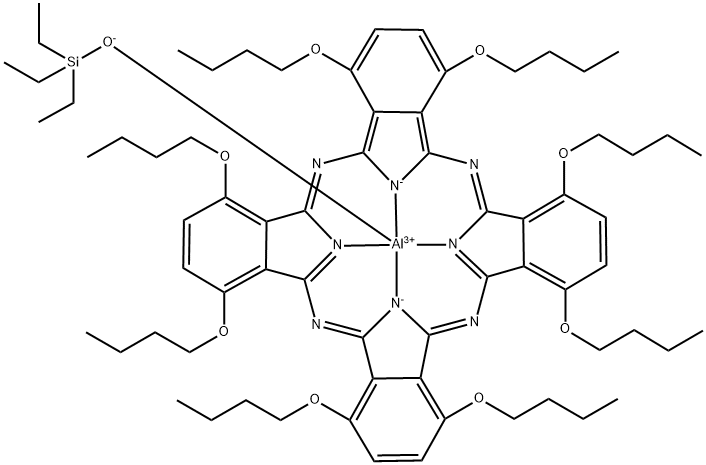 1,4,8,11,15,18,22,25-八丁氧基-29H,31H-酞菁三乙基硅氧化铝, 129707-63-7, 结构式