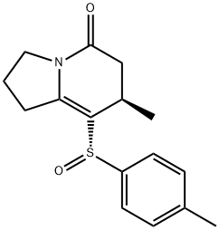 1,2,3,5,6,7-hexahydro-7-methyl-8-(4-tolylsulfinyl)-5-indolizinone Struktur