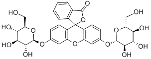 フルオレセインジ-β-D-グルクロニド 化学構造式