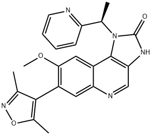 7-(3,5-二甲基异噁唑-4-基)-8-甲氧基-1-((R)-1-(吡啶-2-基)乙基)-1H-咪唑并[4,5-C]喹啉-2(3H)-酮, 1300031-49-5, 结构式