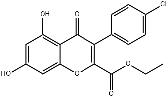 3-(p-Chlorophenyl)-5,7-dihydroxy-4-oxo-4H-1-benzopyran-2-carboxylic acid ethyl ester Struktur