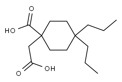 1-CARBOXYMETHYL-4,4-DIPROPYL-CYCLOHEXANECARBOXYLIC ACID 结构式