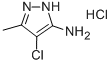 4-クロロ-5-メチル-2H-ピラゾール-3-イルアミン塩酸塩 化学構造式