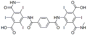 3-[[4-[[3-carboxy-2,4,6-triiodo-5-(methylcarbamoyl)phenyl]carbamoyl]benzoyl]amino]-2,4,6-triiodo-5-(methylcarbamoyl)benzoic acid Struktur