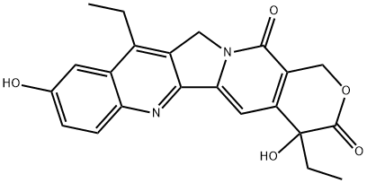 4,11-Diethyl-4,9-dihydroxy-1H-pyrano[3',4':6,7]indolizino[1,2-b]quinoline-3,14(4H,12H)-dione 化学構造式
