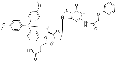 5'-O-(4,4'-DIMETHOXYTRITYL)-N2-PHENOXYACETYL-2'-DEOXYGUANOSINE-3'-O-SUCCINATE 化学構造式