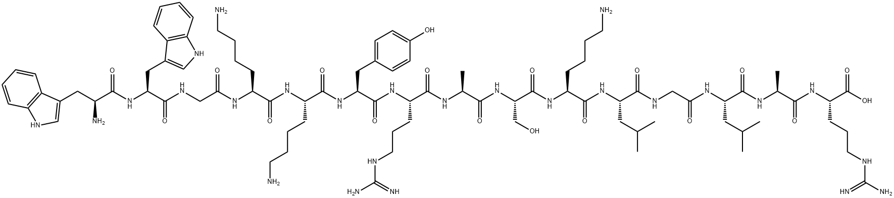 H-TRP-TRP-GLY-LYS-LYS-TYR-ARG-ALA-SER-LYS-LEU-GLY-LEU-ALA-ARG-OH|(TRP63,TRP64)-C3A (63-77)