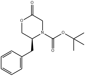 (S)-(-)-N-BOC-5-ベンジル-2-オキソモルホリン 化学構造式