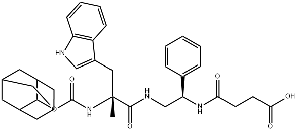 4-[[(1R)-2-[[(2R)-3-(1H-INDOL-3-YL)-2-METHYL-1-OXO-2-[[(TRICYCLO[3.3.1.13,7]DEC-2-YLOXY)CARBONYL]AMINO]PROPYL]AMINO]-1-PHENYLETHYL]AMINO]-4-OXOBUTANOIC ACID Structure