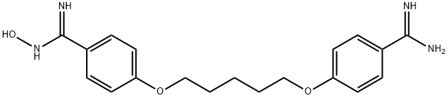 4-[5-(4-アミジノフェノキシ)ペンチルオキシ]ベンズアミドオキシム 化学構造式