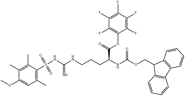 NΑ- FMOC-NΩ-(4-甲氧基-2,3,6-三甲基苯磺酰基)-L-精氨酸 五氟苯基酯, 130397-19-2, 结构式