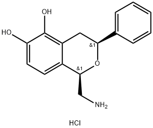 1-(氨基甲基)-3,4-二氢-3-苯基-1H-2-苯并吡喃-5,6-二醇盐酸盐, 130465-39-3, 结构式