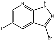 3-ブロモ-5-ヨード-1H-ピラゾロ[3,4-B]ピリジン 化学構造式
