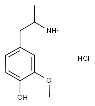 alpha-Methyl-beta-(3-methoxy-4-hydroxyphenyl)ethylamine hydrochloride 结构式