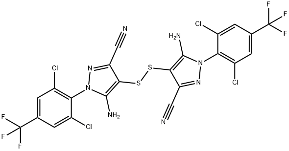 4,4'-dithiobis(5-amino-1-(2,6-dichloro-4-(trifluoromethyl)phenyl)-1H-pyrazole-3-carbonitrile) 化学構造式