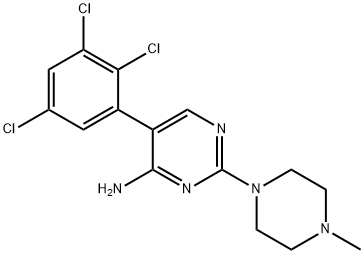 2-(4-メチルピペラジン-1-イル)-5-(2,3,5-トリクロロフェニル)ピリミジン-4-アミン 化学構造式