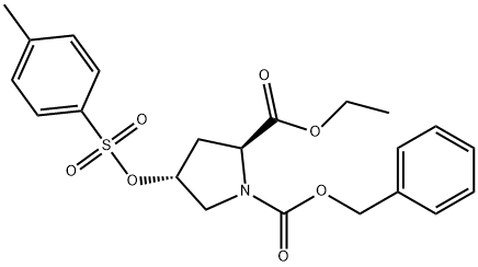 (2R, 4R)-4-(TOLUENE-4-SULFONYLOXY)-1-[BENZYLOXYCARBONYL]-PYRROLIDINE-2-ETHYLCARBOXYLATE Struktur