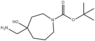 tert-Butyl 4-(aminomethyl)-4-hydroxy-1-azepanecarboxylate 结构式