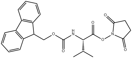 N-(9H-フルオレン-9-イルメトキシカルボニル)-L-バリンスクシンイミジル 化学構造式