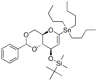 1,5-脱水-2-脱氧-3-O-[(叔丁基)二甲基硅烷基]-4,6-O-[(R)-苯基亚甲基]-1-C-(三丁基锡烷基)-D-阿拉伯己糖-1-烯醇, 130912-41-3, 结构式