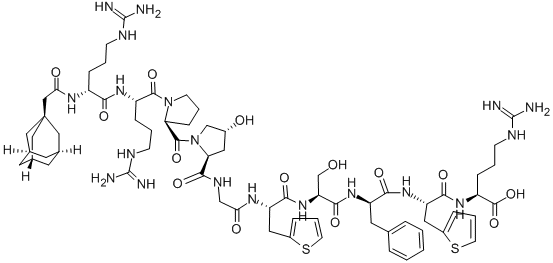 (1-腺嘌呤乙酰基-D-精氨酸0,羟脯氨酸3,-(2-二噻吩基)丙氨酸5,8,D-苯丙氨酸7)-舒缓激肽,130942-96-0,结构式