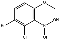 3-ブロモ-2-クロロ-6-メトキシフェニルボロン酸 化学構造式