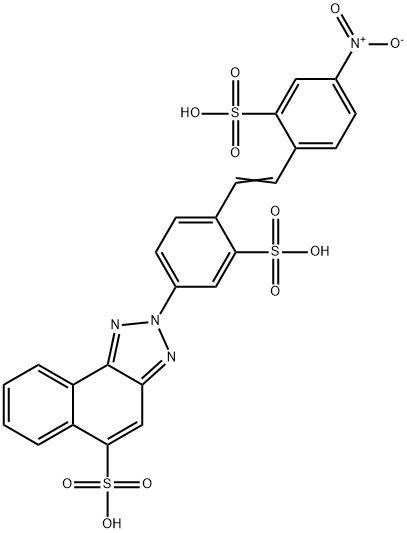 2-[4-[2-(4-nitro-2-sulphophenyl)vinyl]-3-sulphophenyl]-2H-naphtho[1,2-d]triazole-5-sulphonic acid Struktur