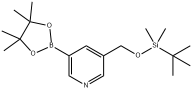 3-(((TERT-ブチルジメチルシリル)オキシ)メチル)-5-(4,4,5,5-テトラメチル-1,3,2-ジオキサボロラン-2-イル)ピリジン 化学構造式