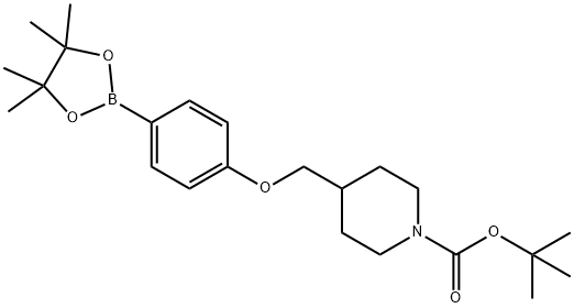 TERT-BUTYL 4-[4-(4,4,5,5-TETRAMETHYL[1,3,2]DIOXABOROLAN-2-YL)PHENOXYMETHYL]PIPERIDINE-1-CARBOXYLATE Struktur