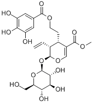 (2S)-3α-エテニル-2β-(β-D-グルコピラノシルオキシ)-3,4-ジヒドロ-4α-[2-(ガロイルオキシ)エチル]-2H-ピラン-5-カルボン酸メチル 化学構造式