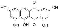 1,3,8,10,11-ペンタヒドロキシナフタセン-5,12-ジオン 化学構造式