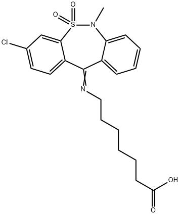 7-[(3-Chloro-6-Methyl-5,5-dioxidodibenzo[c,f][1,2]thiazepin-11(6H)-ylidene)aMino]heptanoic Acid Structure