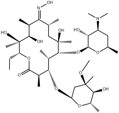9-デオキソ-9-(ヒドロキシイミノ)エリスロマイシン 化学構造式