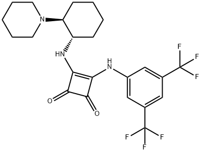 3-[[3,5-BIS(TRIFLUOROMETHYL)PHENYL]AMINO]-4-[[(1S,2S)-2-(1-PIPERIDINYL)CYCLOHEXYL]AMINO]-3-CYCLOBUTENE-1,2-DIONE 结构式