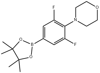 4-(2,6-ジフルオロ-4-(4,4,5,5-テトラメチル-1,3,2-ジオキサボロラン-2-イル)フェニル)モルホリン 化学構造式