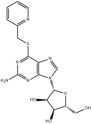 2-[2-amino-6-(pyridin-2-ylmethylsulfanyl)purin-9-yl]-5-(hydroxymethyl) oxolane-3,4-diol Struktur