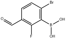 2-フルオロ-3-ホルミル-6-ブロモフェニルボロン酸 化学構造式