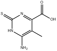 6-アミノ-1,2-ジヒドロ-5-メチル-2-チオキソ-4-ピリミジンカルボン酸 化学構造式