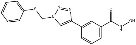 N-ヒドロキシ-3-[1-(フェニルチオ)メチル-1H-1,2,3-トリアゾール-4-イル]ベンズアミド 化学構造式