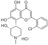 (-)-2-(2-氯苯基)-5,7-二羟基-8-[(3S,4R)-3-羟基-1-甲基-4-哌啶基]-4H-1-苯并吡喃-4-酮盐酸盐, 131740-09-5, 结构式
