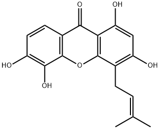 1,3,5,6-テトラヒドロキシ-4-(3-メチル-2-ブテニル)-9H-キサンテン-9-オン 化学構造式
