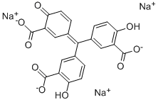5,5'-[[4-オキソ-3-(ソジオオキシカルボニル)-2,5-シクロヘキサジエン-1-イリデン]メチレン]ビス[2-ヒドロキシ安息香酸ナトリウム] 化学構造式